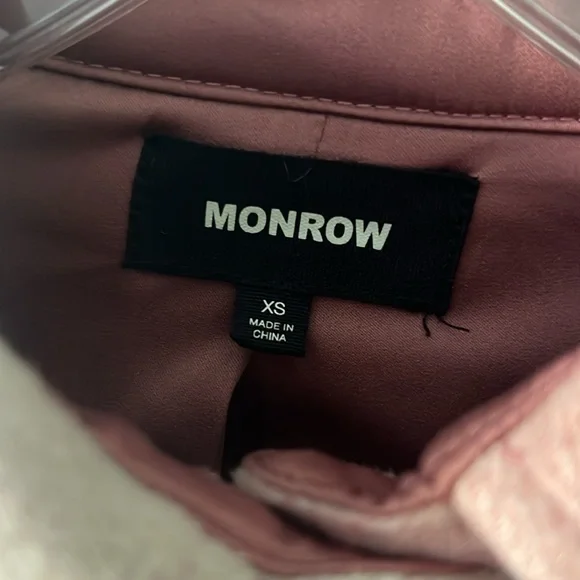 Monrow pink plaid oversized plaid shirt jacket/ shacket